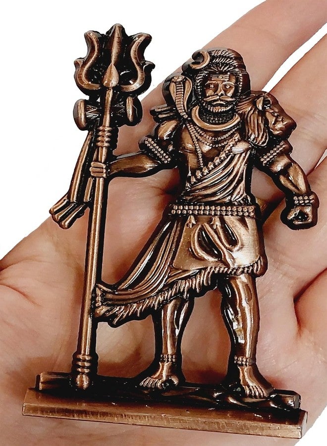 ARTISKRITI Shivji Trishul Damru and Aum Idol for Mandir, Shiva Idol Car Dashboard Decoration Items Statue Metal Showpiece for Pooja Room Home Decor (Antique Copper) - Image 3